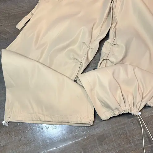 Blooming Jelly NWT Women's Khaki Cargo Elastic Waist Parachute Pants with Multiple Pockets