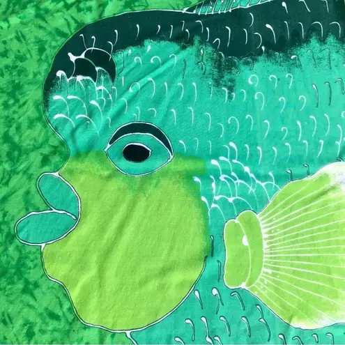 Colorful, Artistic Fish, Pisces Fringe Scarf, Green, Blue Green