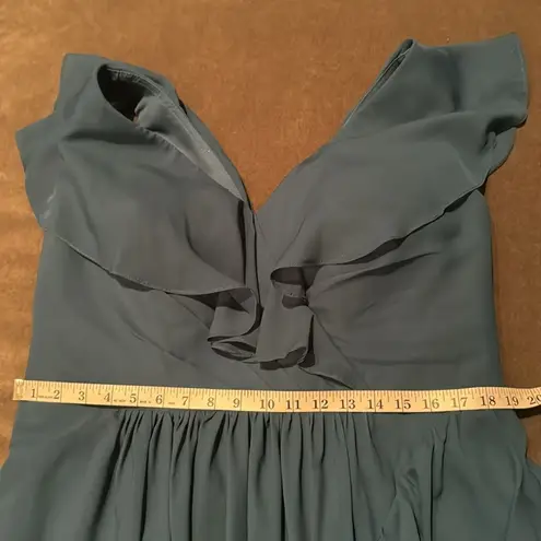 Women’s Bohemian Chiffon Ruffle Formal Party Dress Corset Back Size 18 NWOT Blue