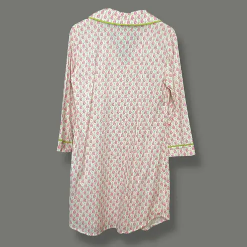 Rock Flower Paper Sleepshirt Nightgown Pajamas Ingrid Pink NWT FLAW Shell Button White