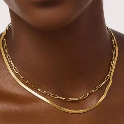 Ana Luisa  Ina Gold Herringbone Chain Necklace.
