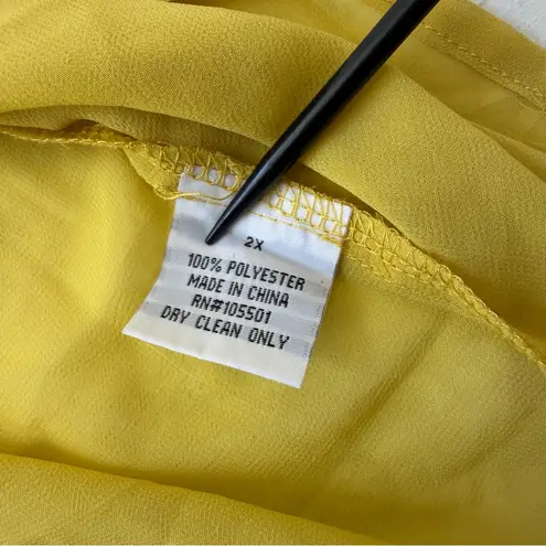 Double D Ranch Embroidered Chiffon Blouse Tunic Mustard Yellow Size 2X