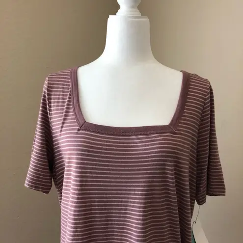 Susina Square Neck Striped Tshirt L Size L