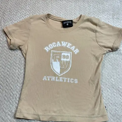 Rocawear Vintage Y2K Style Roca Wear Beige Tan Baby Tee Womens Size Small