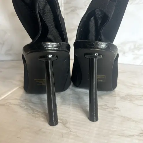 Steve Madden  Beverly black open toe thigh high sheer heel boots size 8.5 M