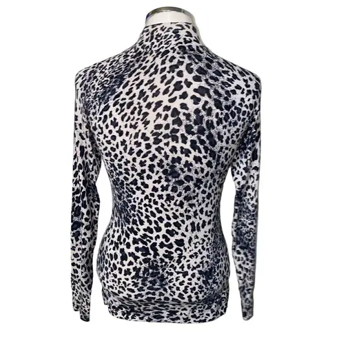 Vertigo Paris Cheetah Print Studded Embellished Long Sleeve Mock Neck Top Small