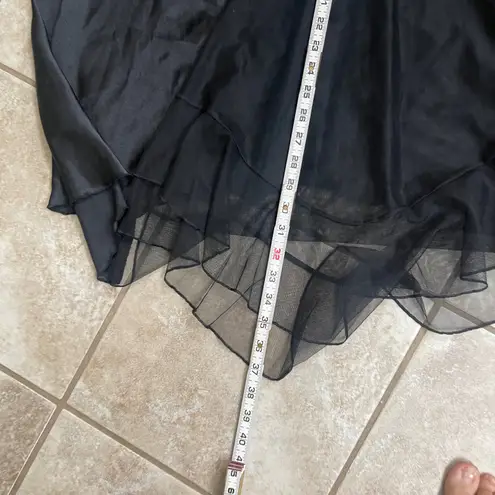 Frederick's of Hollywood Black Maxi Slip Dress Sexy Sheer Lace Formal Evening sm