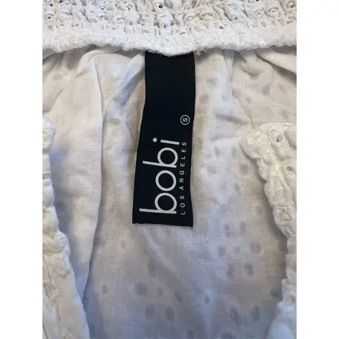 Bobi White Eyelet Cropped Blouse size S