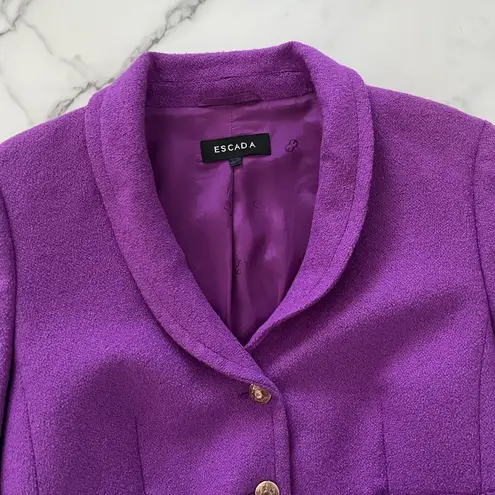 Escada VTG Wool Blend Blazer Purple Sz 8 Old Money retro Preppy Artsy Jacket