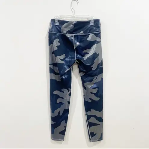 Noli Guerra Metallic Foil Camo Leggings Size M Blue Gray Activewear Yoga Gym