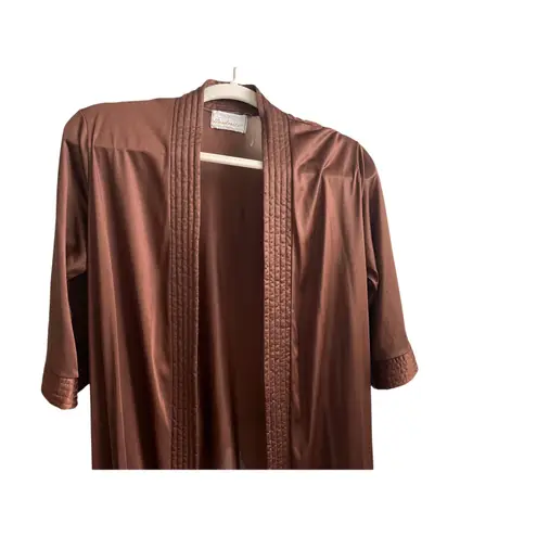 Vintage Moodsetter Satin Robe Chocolate Brown Boudoir Lounge Long Robe Size M