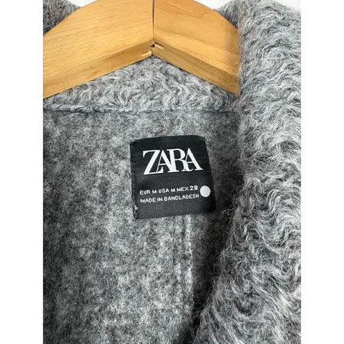 ZARA  Boucle Coat Gray Women’s Medium Oversized Peacoat Textured