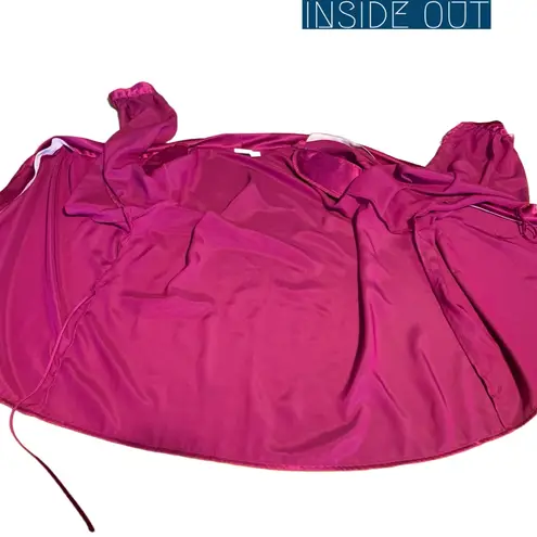 VINTAGE 1990'S JG HOOK SATIN BERRY PINK WRAP BLOUSE (14P)