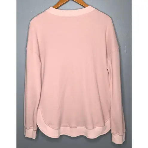 Blush Pink Long Sleeve Waffle Knit Crewneck Pullover Tunic XL