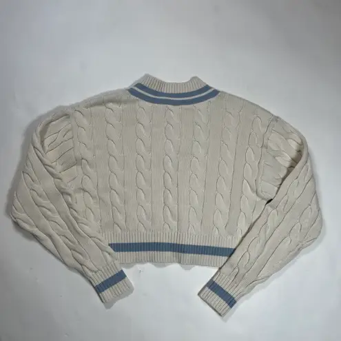 Aritzia Clay Cropped Knit Sweater Whisper White & Dune Blue Size XS