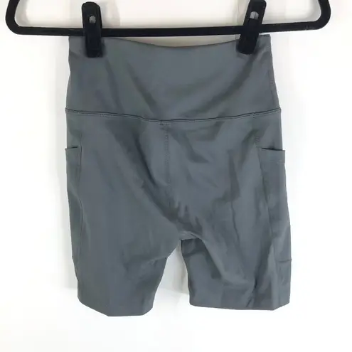 Halara High Waisted Side Pocket Plain Biker Shorts 7'' Gray XS