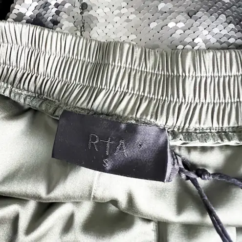 RTA NEW Ganya Olive Green Sequin Sparkle Embellished Mini Athletic Shorts Small