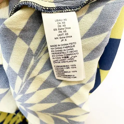 The Drop Geometric Print Midi Shirt Dress Long Sleeve Size XS Yellow Blue - Image 9