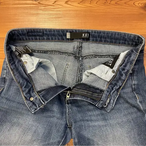 Kut From The Kloth  Straight Crop Denim Jeans Stretchy Size 2 Mid Rise Raw Hem