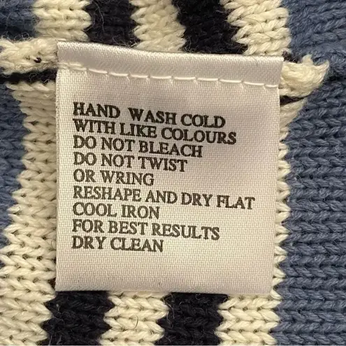 Carolyn Taylor Essential Stripes Blue White Cotton Long Sleeves Cozy Warm S