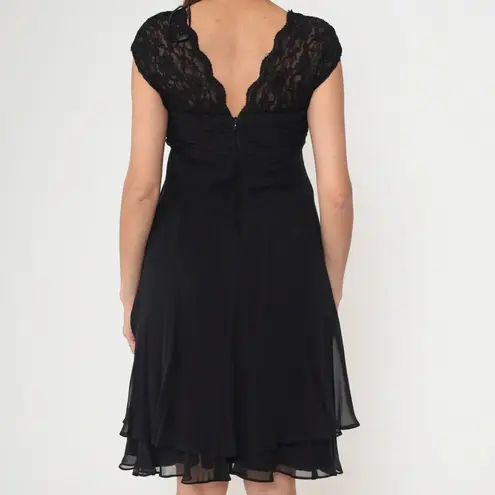 Donna Ricco 90s Silk Black Lace Chiffon Cocktail Dress