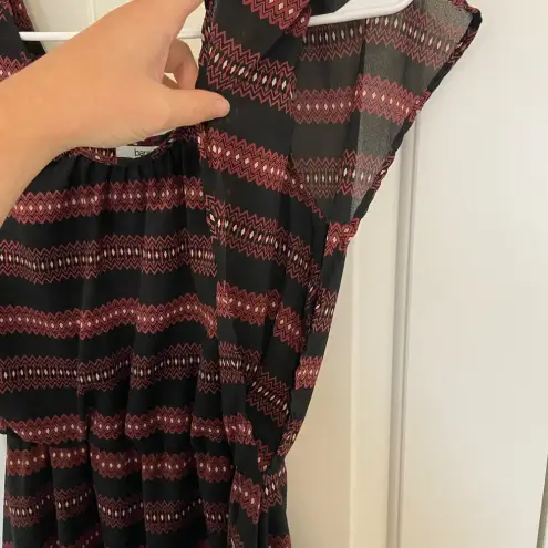 Bar III EUC |  women’s‎ dark color patterned cinched waist dress — small