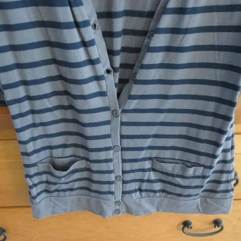 Blue Striped Short Sleeve Cardigan/Shirt
