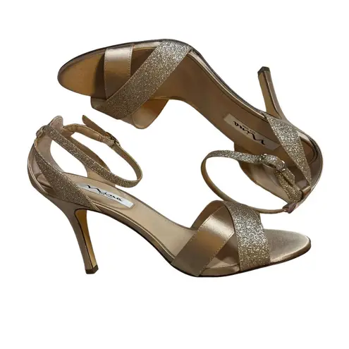 Nina Venus Pearl Rose Heeled Ankle Strap Sandal Size 10 New