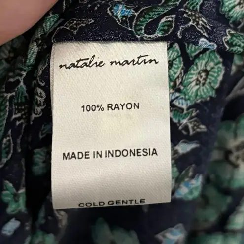 Natalie Martin Revolve Blue Green Floral Marlien Midi Dress Size XS