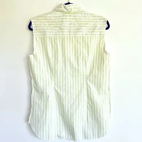 Ears Of Buddha Chrissy Sleeveless Silk Button Down Top Lace Detail Size XS White