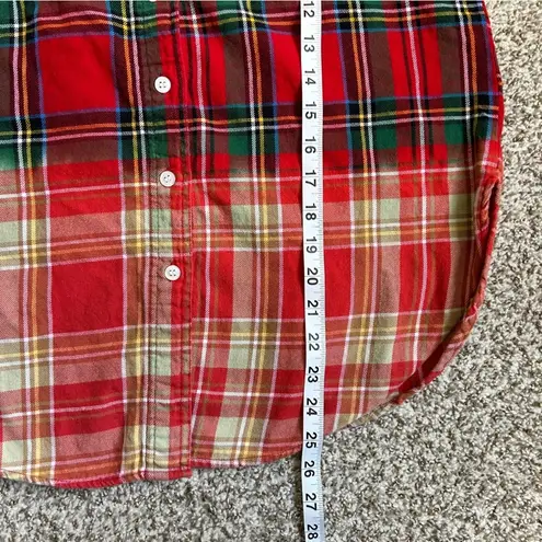 Panache Red Green Plaid Button Down Flannel Shirt Casual Medium