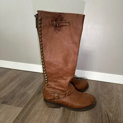 breckelle's Breckelle Trooper Brown Studded Buckle Riding Knee High Boot