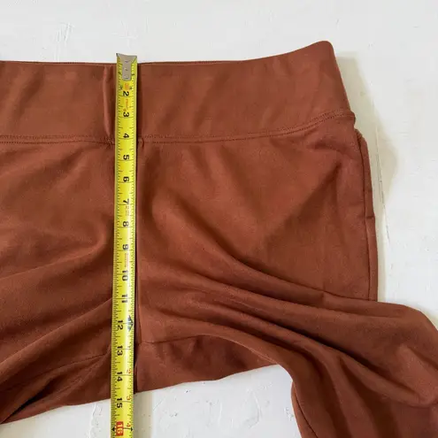 Slim Factor By Investments Women's Plus Pants Faux Suede Fringe Size 1X Brown