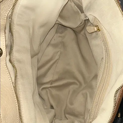 Audrey Brooke Brown and Black Satchel with Gold Accents