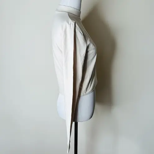 ZARA  Ecru Mock Neck Long Sleeve Top