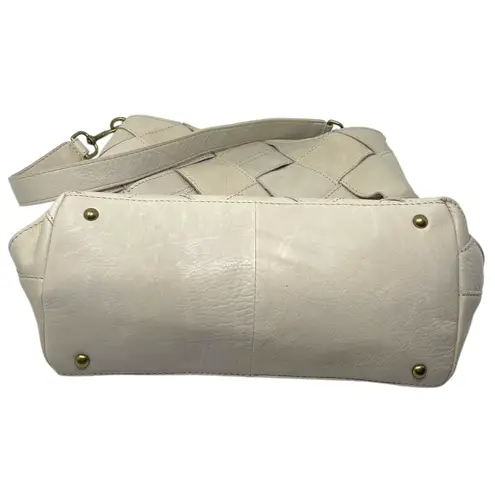 American Leather Co. “Mercer” Hobo Shoulder Bag Cream Ecru Basket Weave Purse