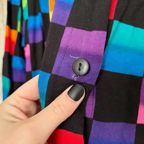 Vintage 1980s A Personal Touch Multicolor Vibrant Geometric Top Black Size L