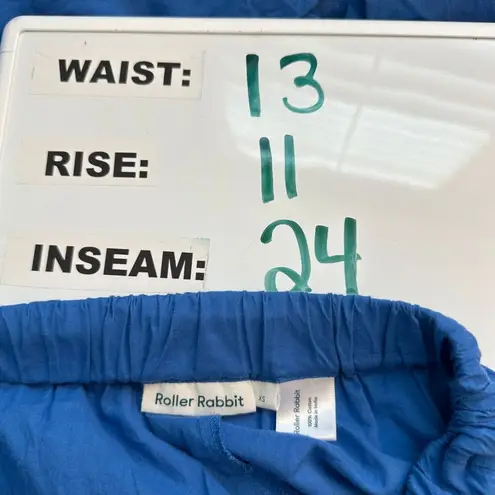 Roller Rabbit Blue Embroidered Trim Cropped Flowy Pants Size XS