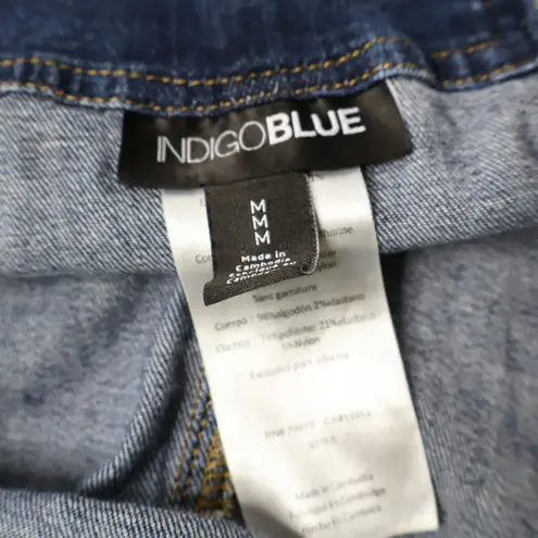 Indigo Blue Denim Maternity Short Bib Overalls Size M Farm Girl Stretch Casual