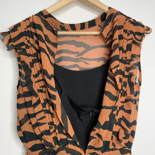 ALL SAINTS Hali Zephyr Zebra Print Mini Ruched Dress Womens 4