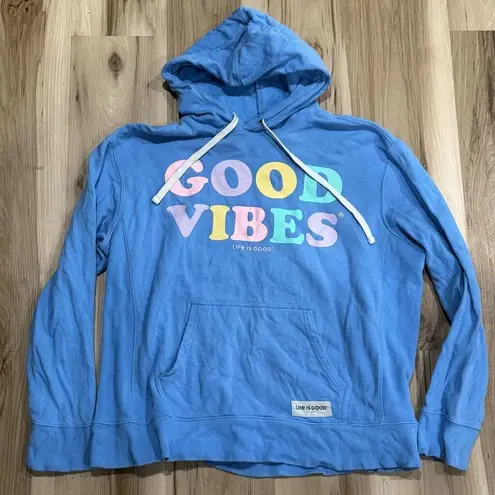 Life is Good  Good Vibes Pullover Hoodie Sweatshirt Women’s Large