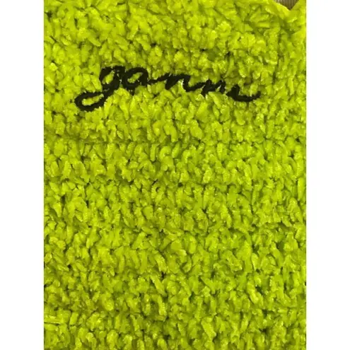 Ganni Velvet Crochet Open Back Mini Dress in Lime Punch Small New Womens Velour