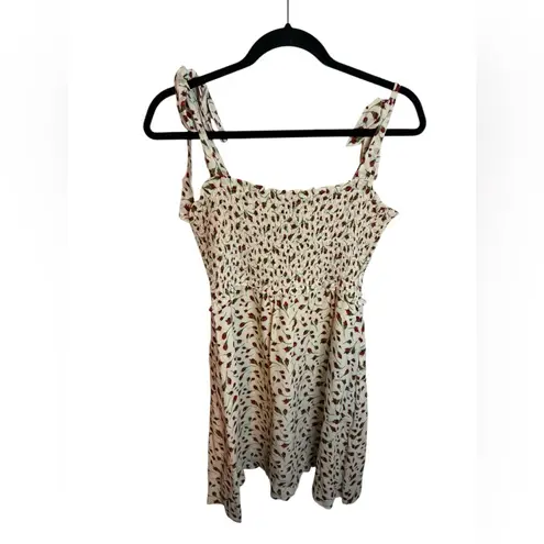 Reformation  Seabreeze Marion Rose Print Tie Shoulder Smocked Mini Dress