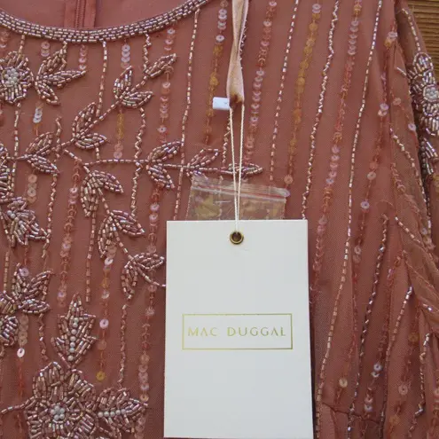 Mac Duggal 93626 Womens High Neck Illusion Embellished Gown Dress Rose 14