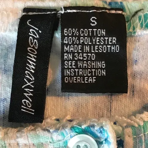 Jason Maxwell Short Sleeve T Shirt Blue Floral Top Tropical Floral