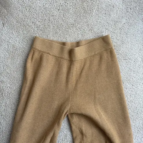 A New Day Women's Tan Ribbed Wide Leg Mock Neck Sweater Two Piece Set