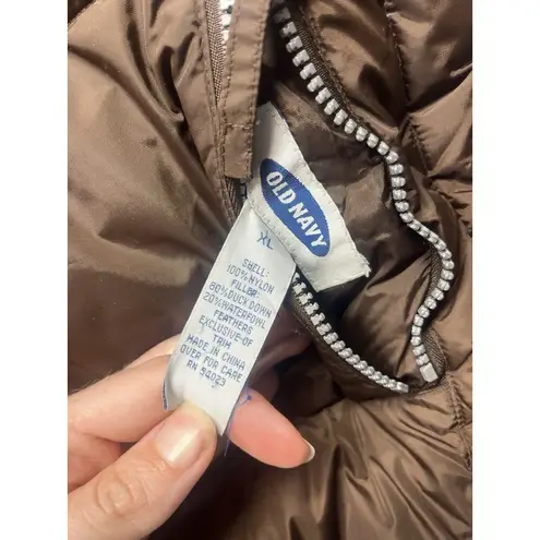 Old Navy  Vest Women's XL Brown Reversible Puffer Down Waterfowl Hiking Y2k 90s