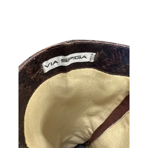 via spiga Italian Leather Brown Snakeskin Knee-High Riding Boots Womens 5.5M SKU