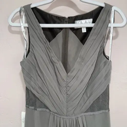 Monique Lhuillier New slate ML BRIDESMAIDS lace Chiffon Gown size 6