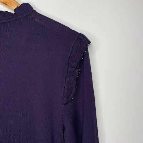 Yoana Baraschi Anthropologie Stretch Knit Long Sleeve Beaded Ruffle Dread Small